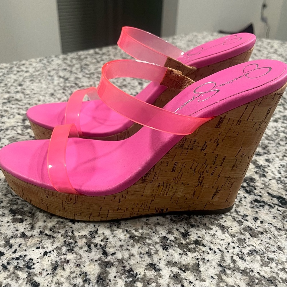 Pink Wedge Sandals